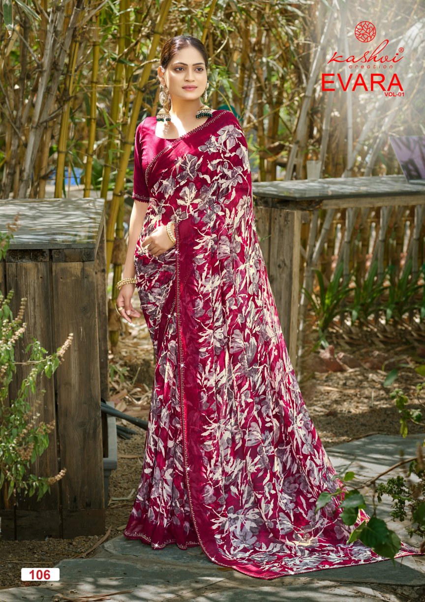 Evara Vol 1 Kashvi Creation Georgette Sarees Exporter Gujarat