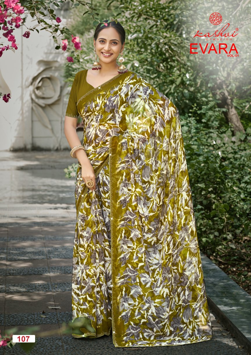Evara Vol 1 Kashvi Creation Georgette Sarees Exporter Gujarat