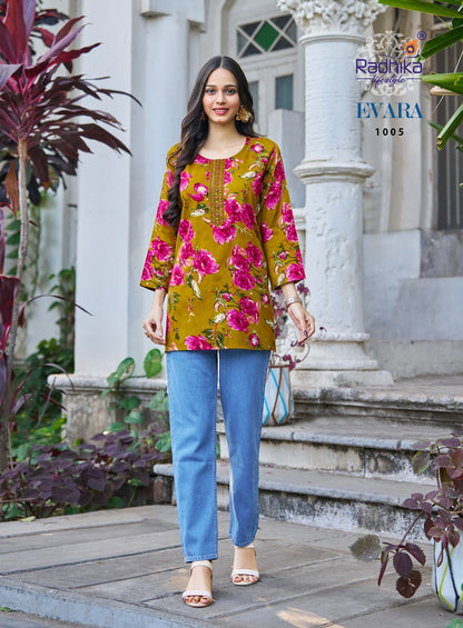 Evara Vol 1 Radhika Lifestyle Reyon Short Kurtis Exporter
