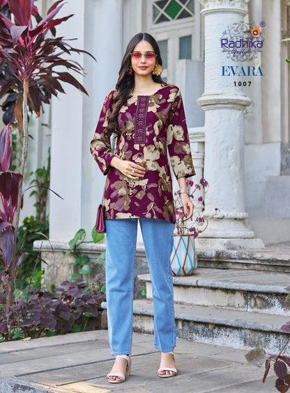 Evara Vol 1 Radhika Lifestyle Reyon Short Kurtis Exporter