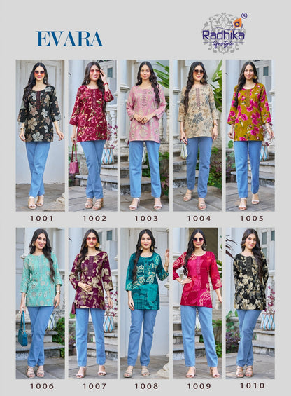 Evara Vol 1 Radhika Lifestyle Reyon Short Kurtis Exporter