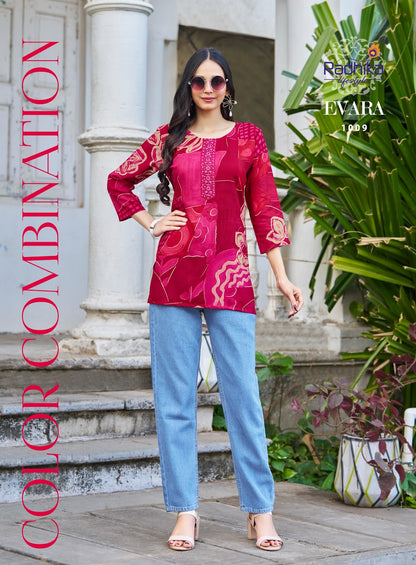 Evara Vol 1 Radhika Lifestyle Reyon Short Kurtis Exporter