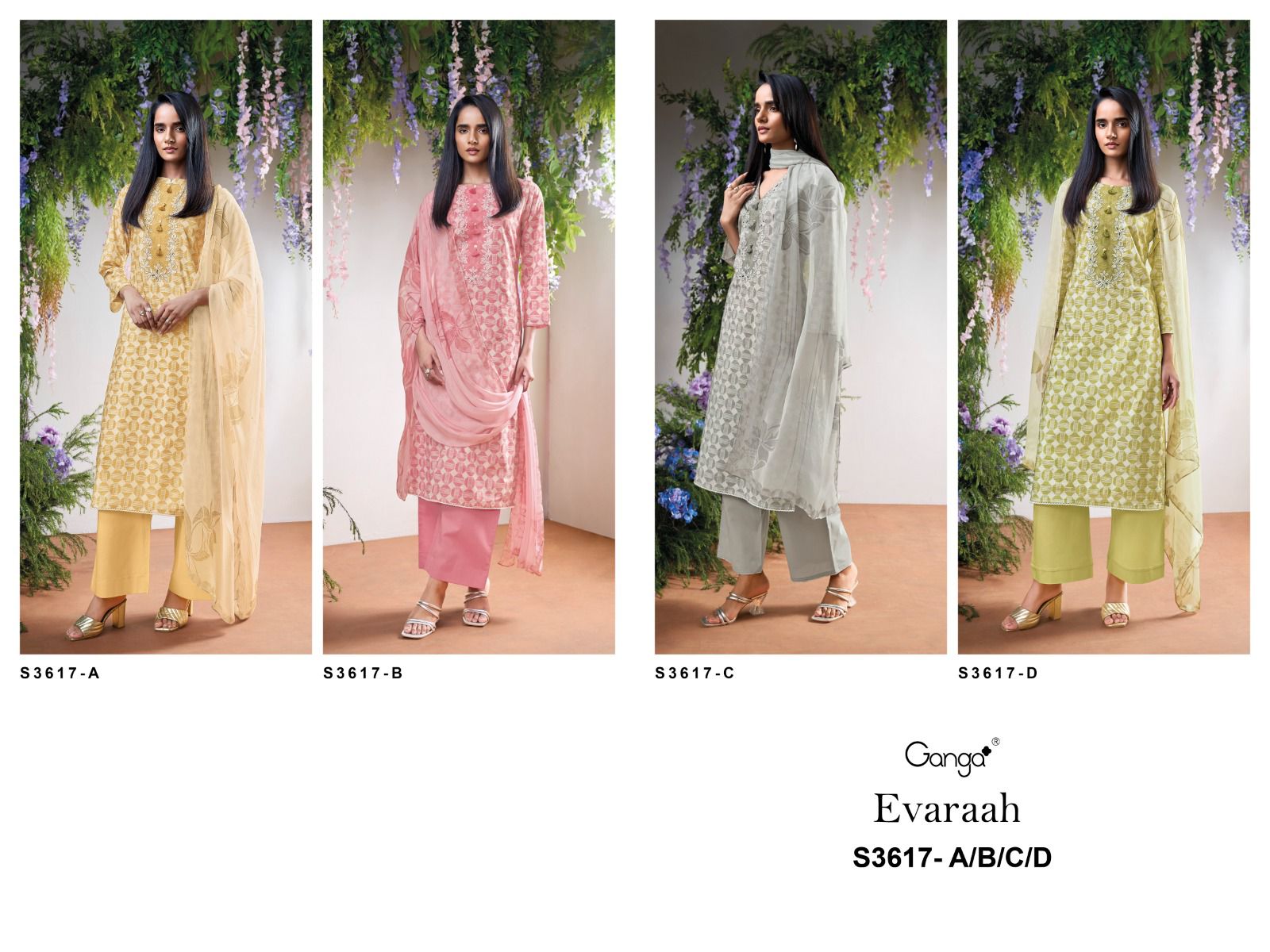 Evaraah 3617 Ganga Premium Cotton Plazzo Style Suits Wholesaler Ahmedabad