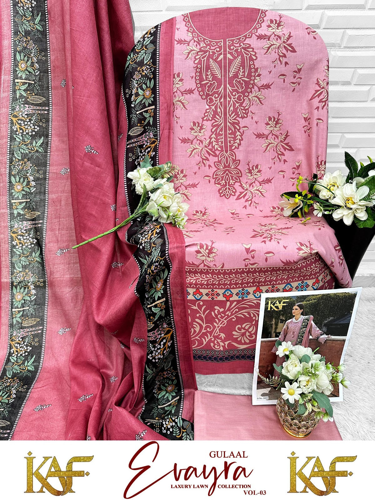 Evayra Gulaal Vol 3 Kaf Lawn Cotton Karachi Salwar Suits Supplier Ahmedabad