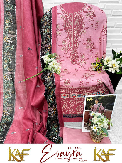 Evayra Gulaal Vol 3 Kaf Lawn Cotton Karachi Salwar Suits Supplier Ahmedabad