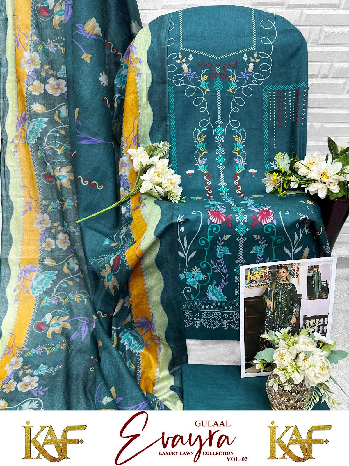Evayra Gulaal Vol 3 Kaf Lawn Cotton Karachi Salwar Suits Supplier Ahmedabad