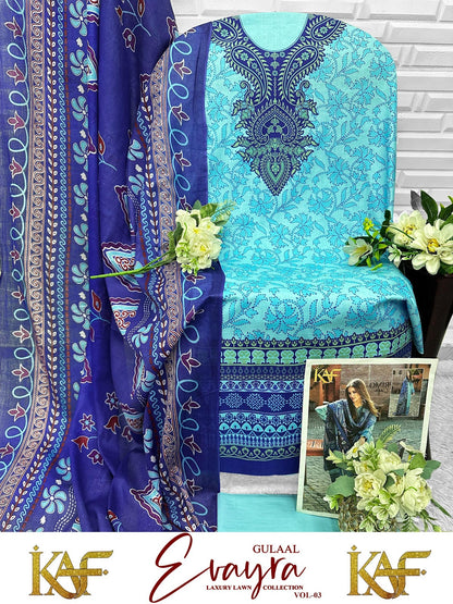 Evayra Gulaal Vol 3 Kaf Lawn Cotton Karachi Salwar Suits Supplier Ahmedabad