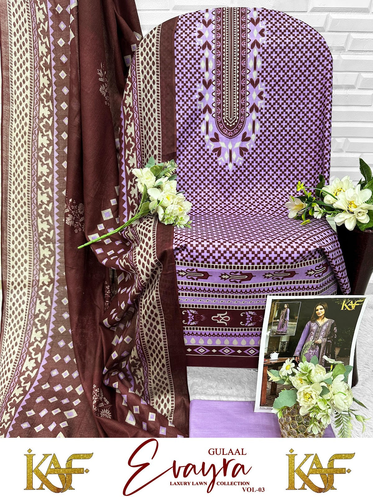 Evayra Gulaal Vol 3 Kaf Lawn Cotton Karachi Salwar Suits Supplier Ahmedabad