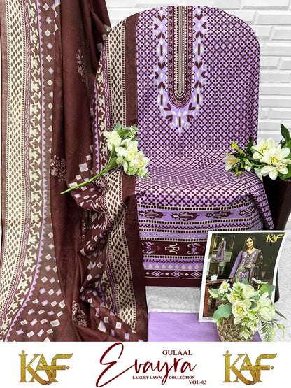 Evayra Gulaal Vol 3 Kaf Lawn Cotton Karachi Salwar Suits Supplier Ahmedabad