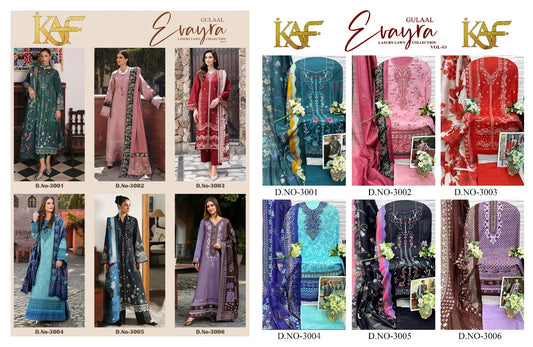 Evayra Gulaal Vol 3 Kaf Lawn Cotton Karachi Salwar Suits Supplier Ahmedabad