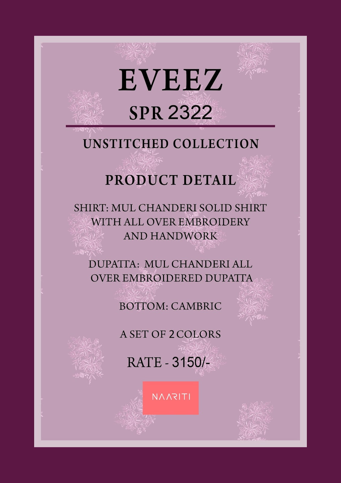 Eveez Naariti Mul Pant Style Suits Manufacturer