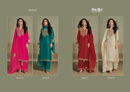 Evelia Omtex Raw Silk Pant Style Suits Wholesaler Ahmedabad