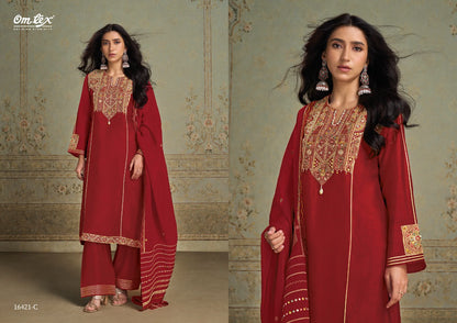 Evelia Omtex Raw Silk Pant Style Suits Wholesaler Ahmedabad