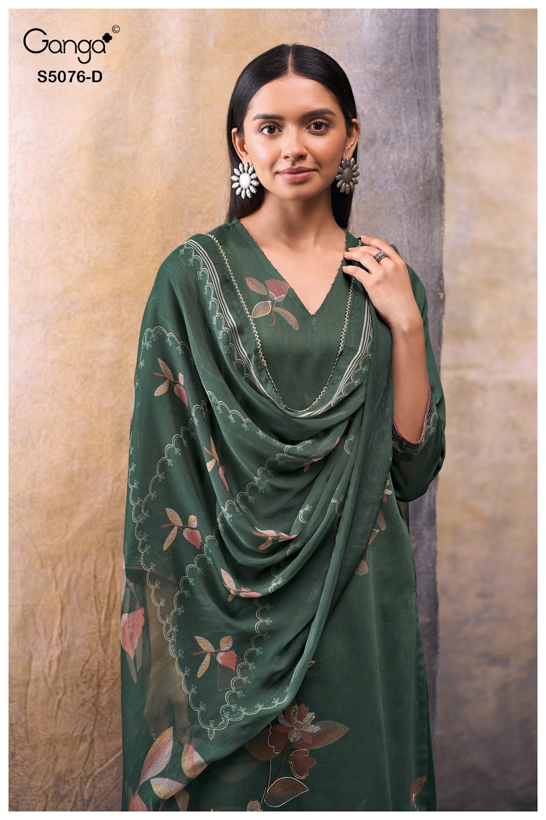 Evelia S5076 Ganga Cotton Satin Plazzo Style Suits Wholesale Rate