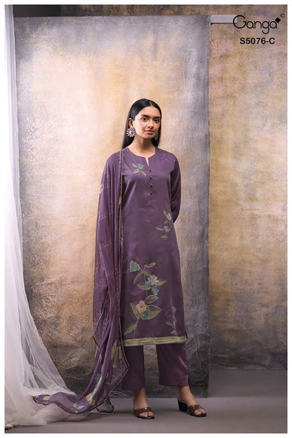 Evelia S5076 Ganga Cotton Satin Plazzo Style Suits Wholesale Rate