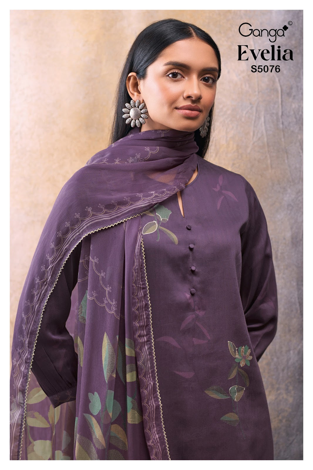Evelia S5076 Ganga Cotton Satin Plazzo Style Suits Wholesale Rate