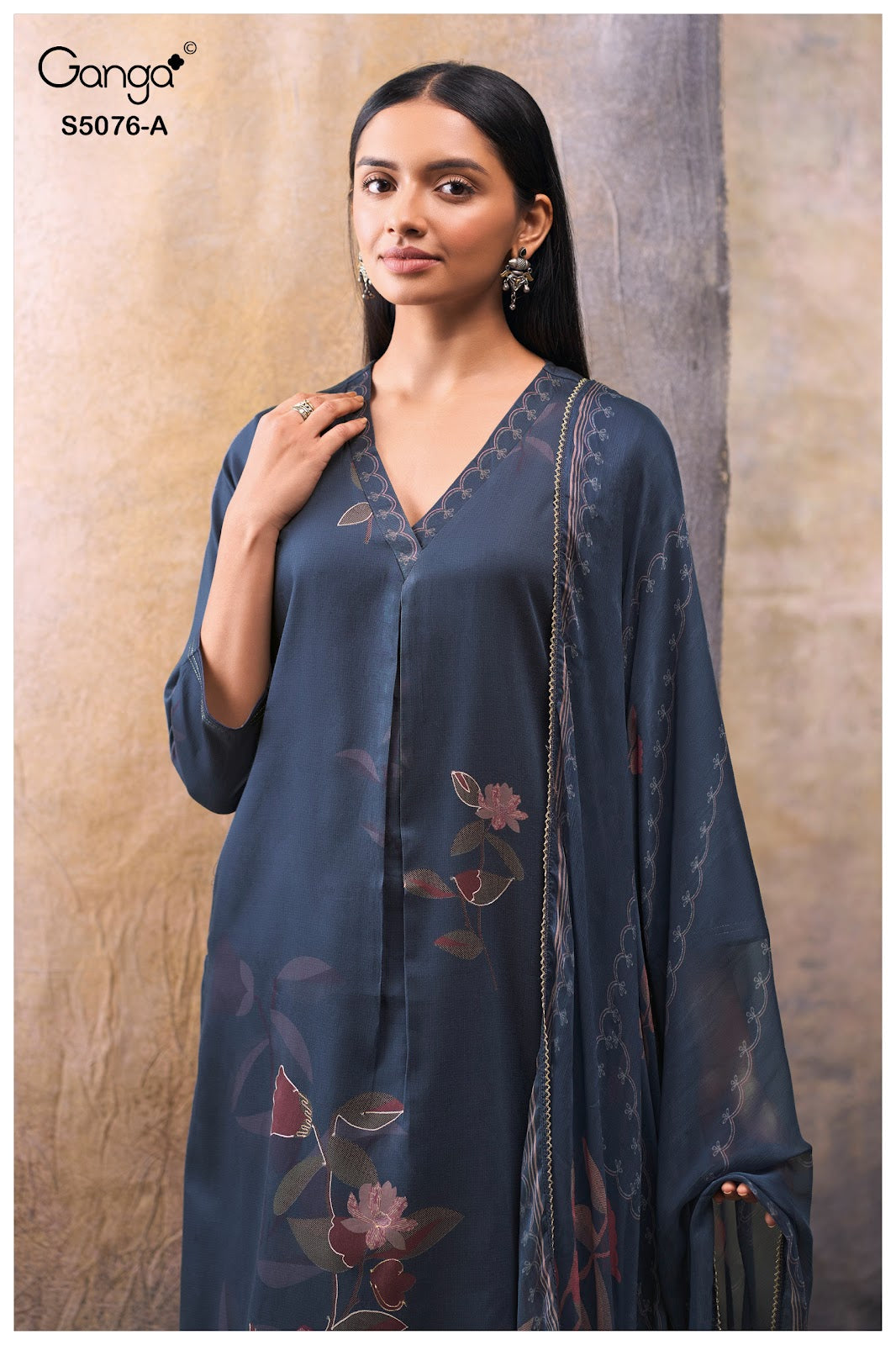 Evelia S5076 Ganga Cotton Satin Plazzo Style Suits Wholesale Rate