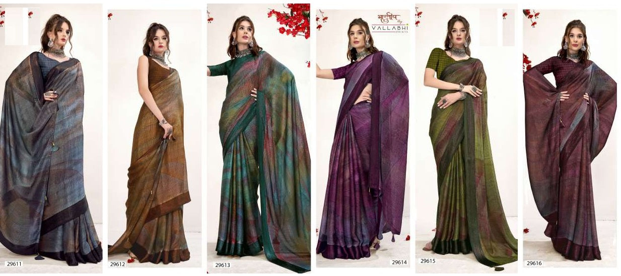 Evelyn Vol 3 Vallabhi Prints Chiffon Sarees Supplier
