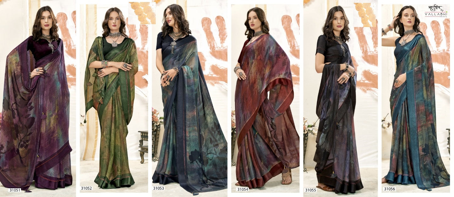 Evelyn Vol 6 Vallabhi Prints Chiffon Sarees Supplier India