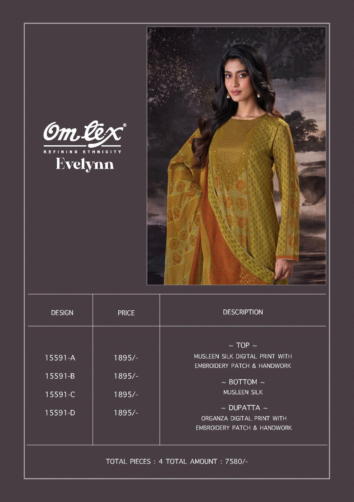 Evelynn Omtex Muslin Silk Pant Style Suits Supplier Ahmedabad