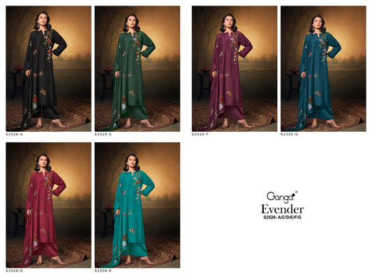 Evender S2526 Ganga Bemberg Silk Plazzo Style Suits Wholesale Price