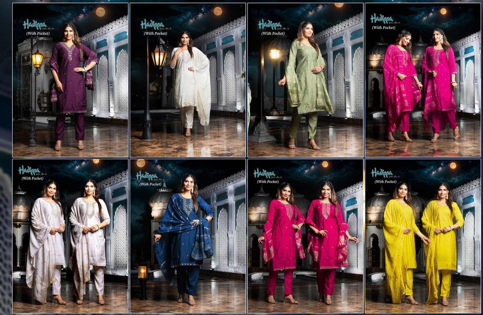 Evening Star Vol 1 Hadippa- Dont Upload Roman Silk Readymade Pant Style Suits Supplier Gujarat