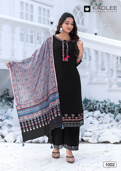 Evergreen Kadlee Viscose Silk Readymade Plazzo Style Suits Manufacturer India