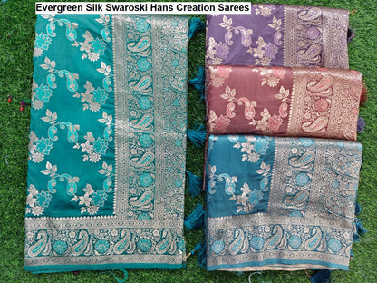Evergreen Silk Swaroski Hans Creation Sarees Exporter