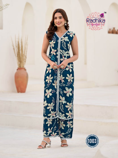 Evergreen Vol 1 Radhika Lifestyle Reyon Kurti Plazzo Set Manufacturer Ahmedabad