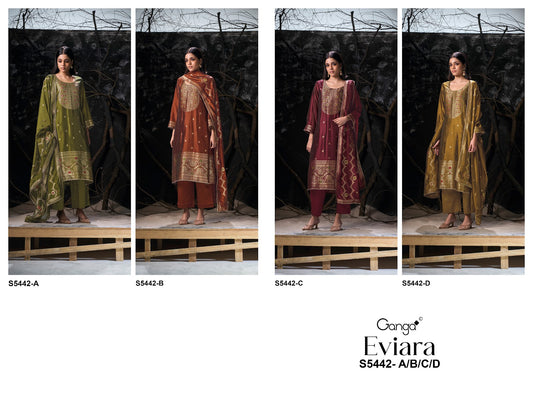 Eviara S5442 Ganga Woven Silk Pant Style Suits Supplier Ahmedabad