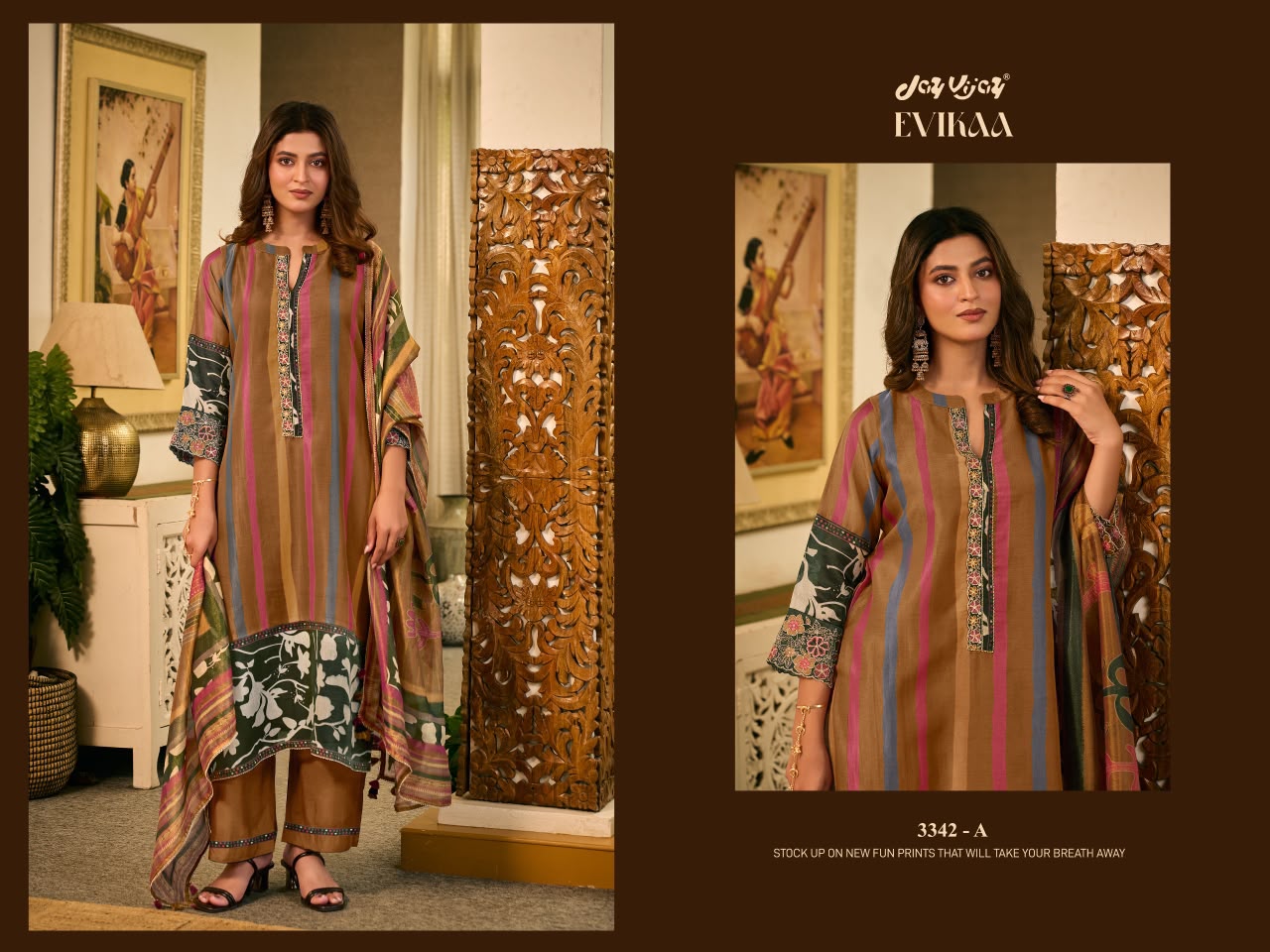 Evikaa 3342 Jay Vijay Mal Chanderi Pant Style Suits Manufacturer Ahmedabad