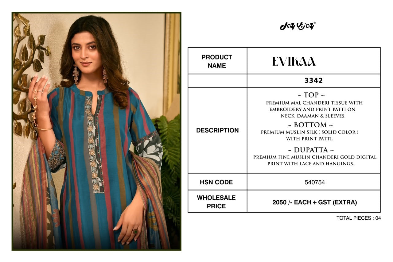 Evikaa 3342 Jay Vijay Mal Chanderi Pant Style Suits Manufacturer Ahmedabad