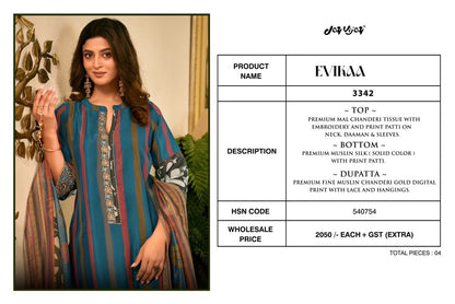 Evikaa 3342 Jay Vijay Mal Chanderi Pant Style Suits Manufacturer Ahmedabad