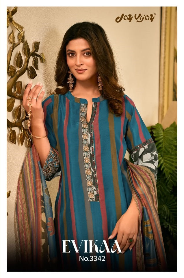 Evikaa 3342 Jay Vijay Mal Chanderi Pant Style Suits Manufacturer Ahmedabad