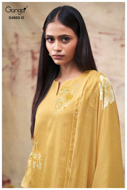 Evikaa S4869 Ganga Cotton Satin Pant Style Suits Wholesale Rate