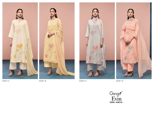 Evin 2561 Ganga Premium Cotton Plazzo Style Suits Manufacturer India