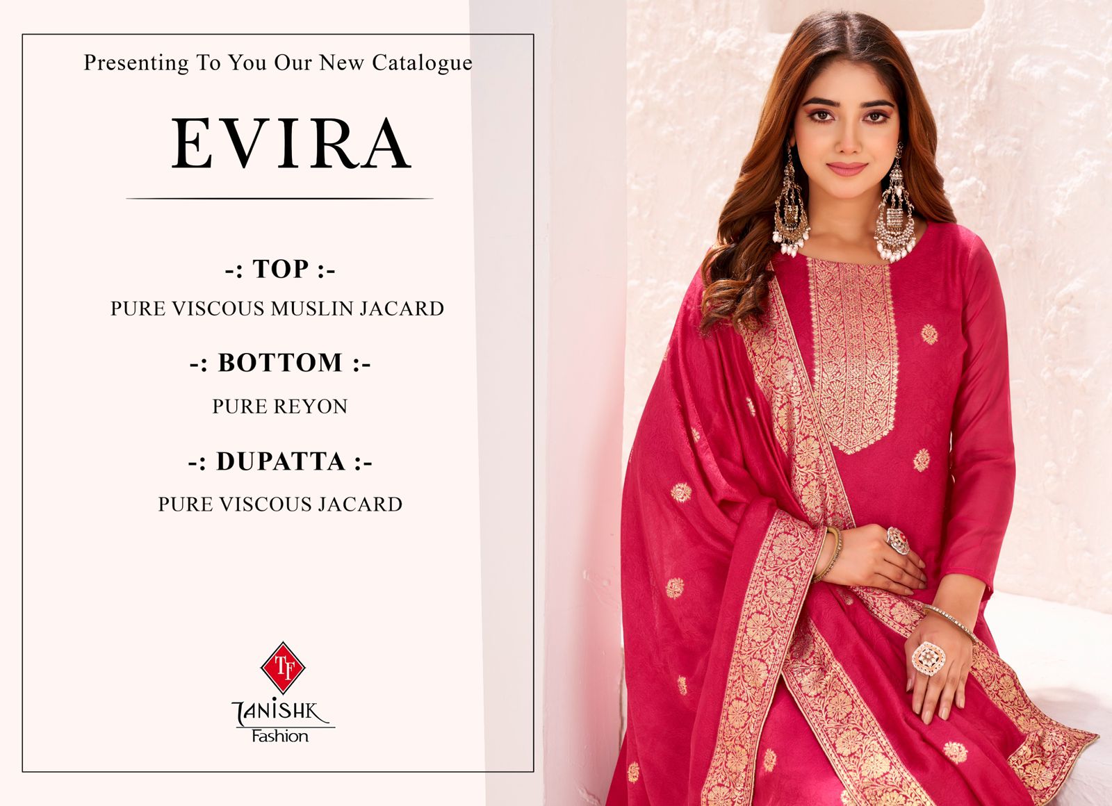Evira Karwa Chowth Special Tanishk Fashion Muslin Jacquard Pant Style Suits Manufacturer Gujarat
