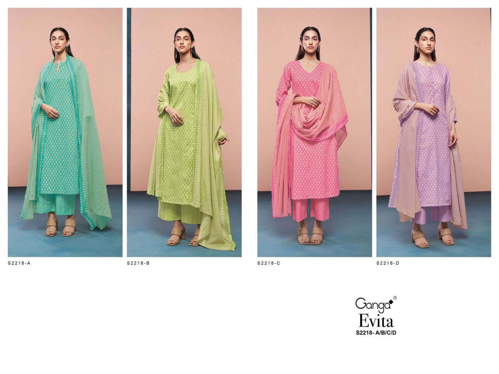 Evita 2218 Ganga Cotton Plazzo Style Suits