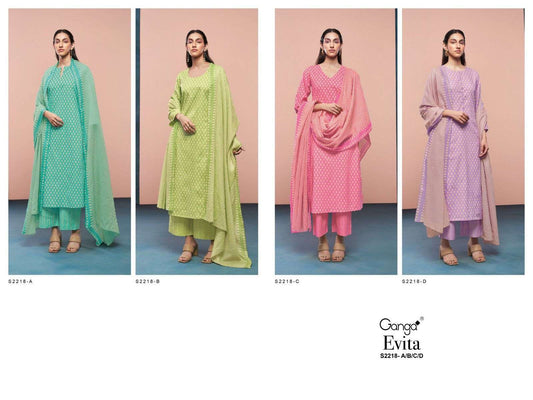Evita 2218 Ganga Cotton Plazzo Style Suits