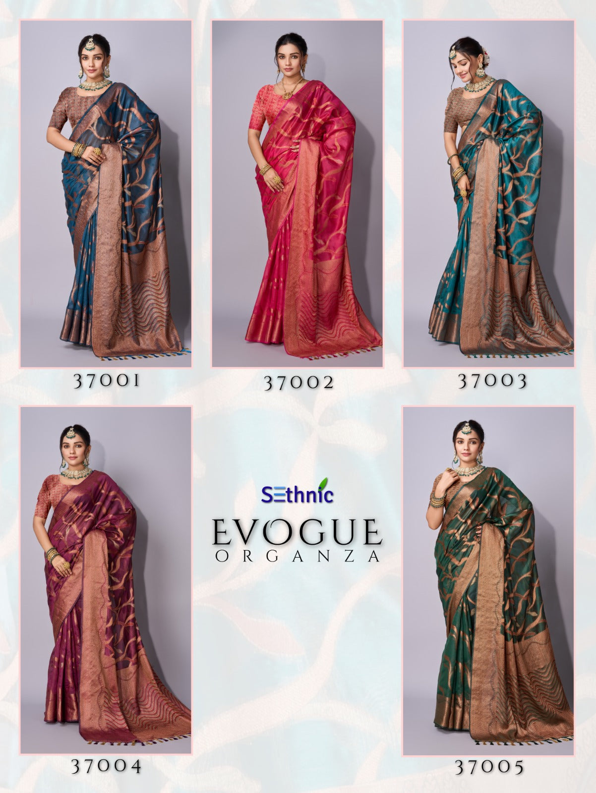 Evogue Vol 1 Sethnic Organza Sarees Supplier Ahmedabad