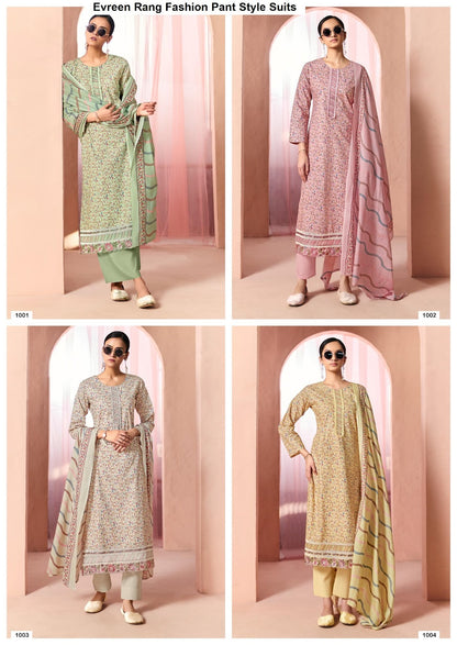 Evreen Rang Fashion Cotton Cambric Pant Style Suits Exporter Gujarat