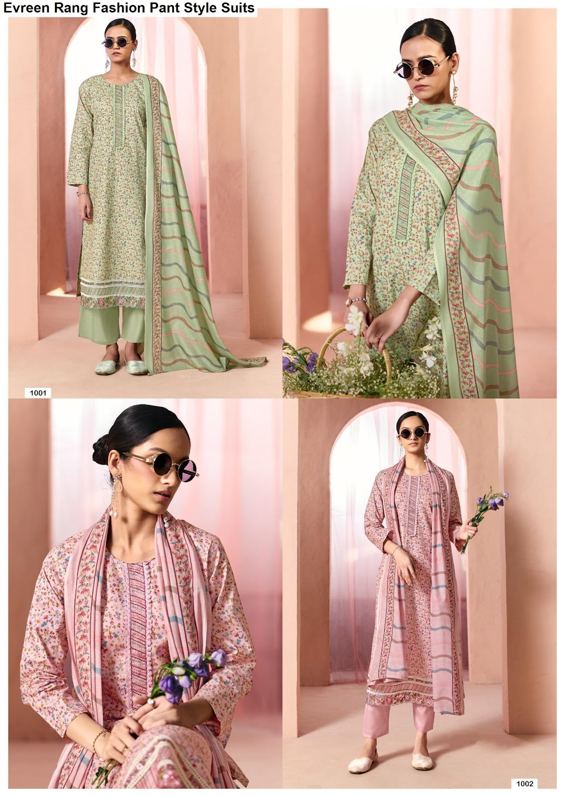 Evreen Rang Fashion Cotton Cambric Pant Style Suits Exporter Gujarat