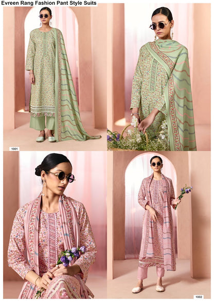 Evreen Rang Fashion Cotton Cambric Pant Style Suits Exporter Gujarat