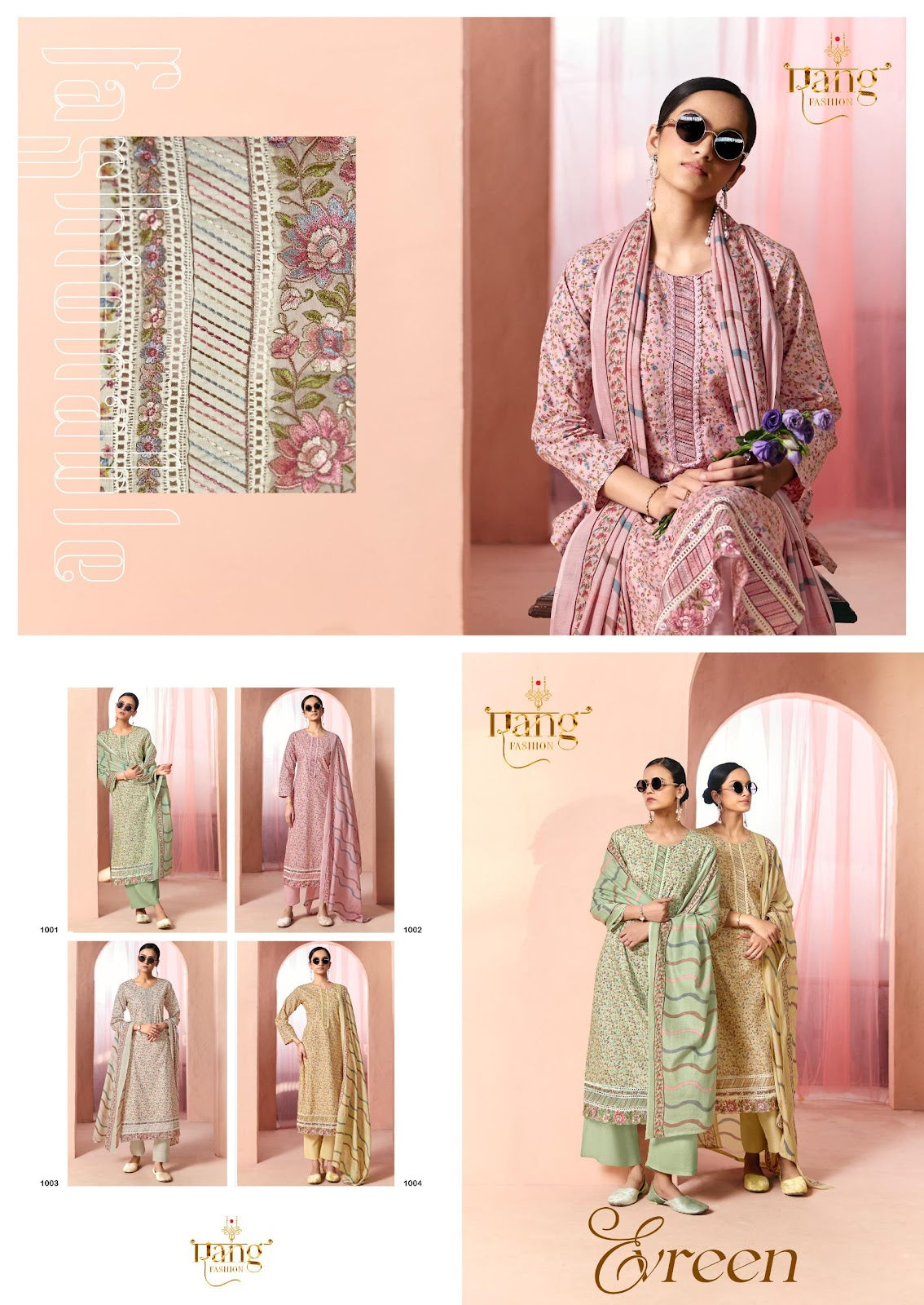 Evreen Rang Fashion Cotton Cambric Pant Style Suits Exporter Gujarat