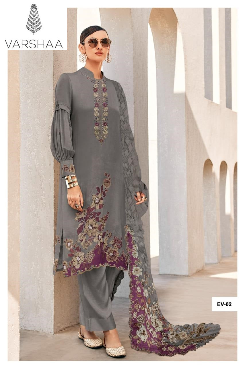 Evreen Varshaa Viscose Muslin Pant Style Suits Wholesale Price