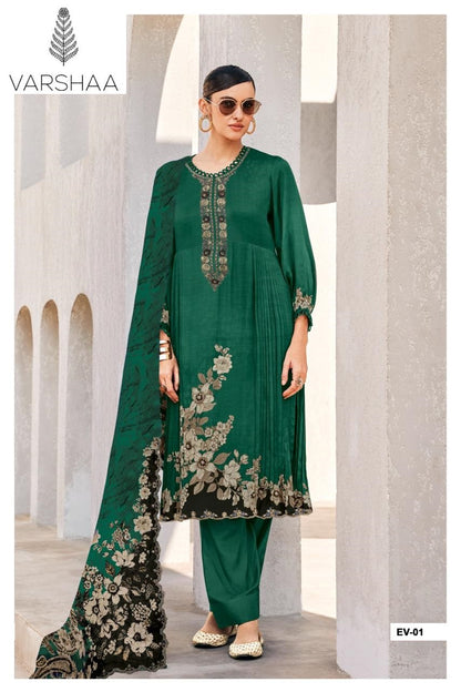 Evreen Varshaa Viscose Muslin Pant Style Suits Wholesale Price