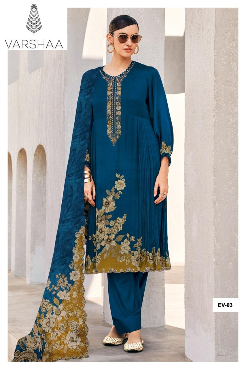 Evreen Varshaa Viscose Muslin Pant Style Suits Wholesale Price