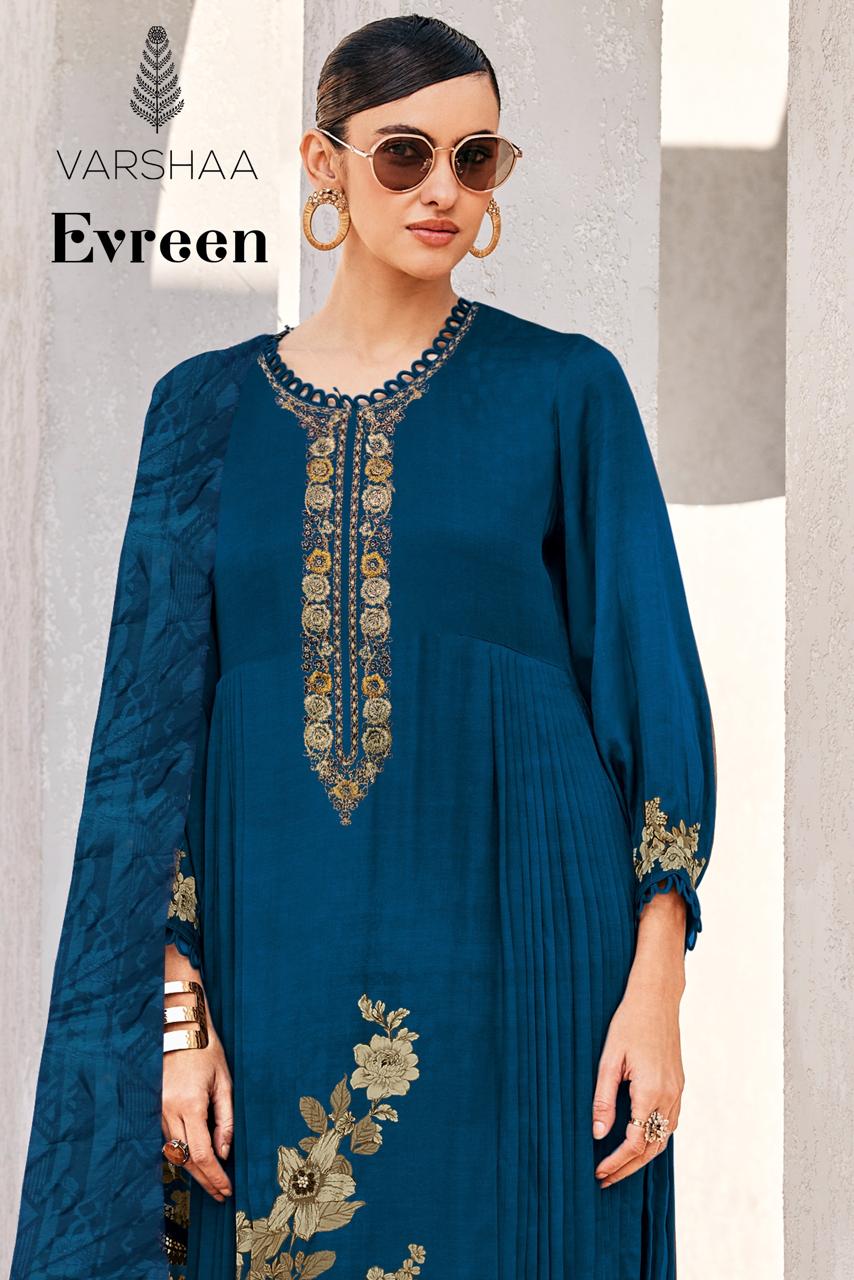Evreen Varshaa Viscose Muslin Pant Style Suits Wholesale Price