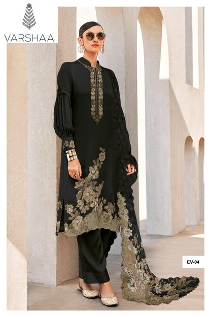 Evreen Varshaa Viscose Muslin Pant Style Suits Wholesale Price