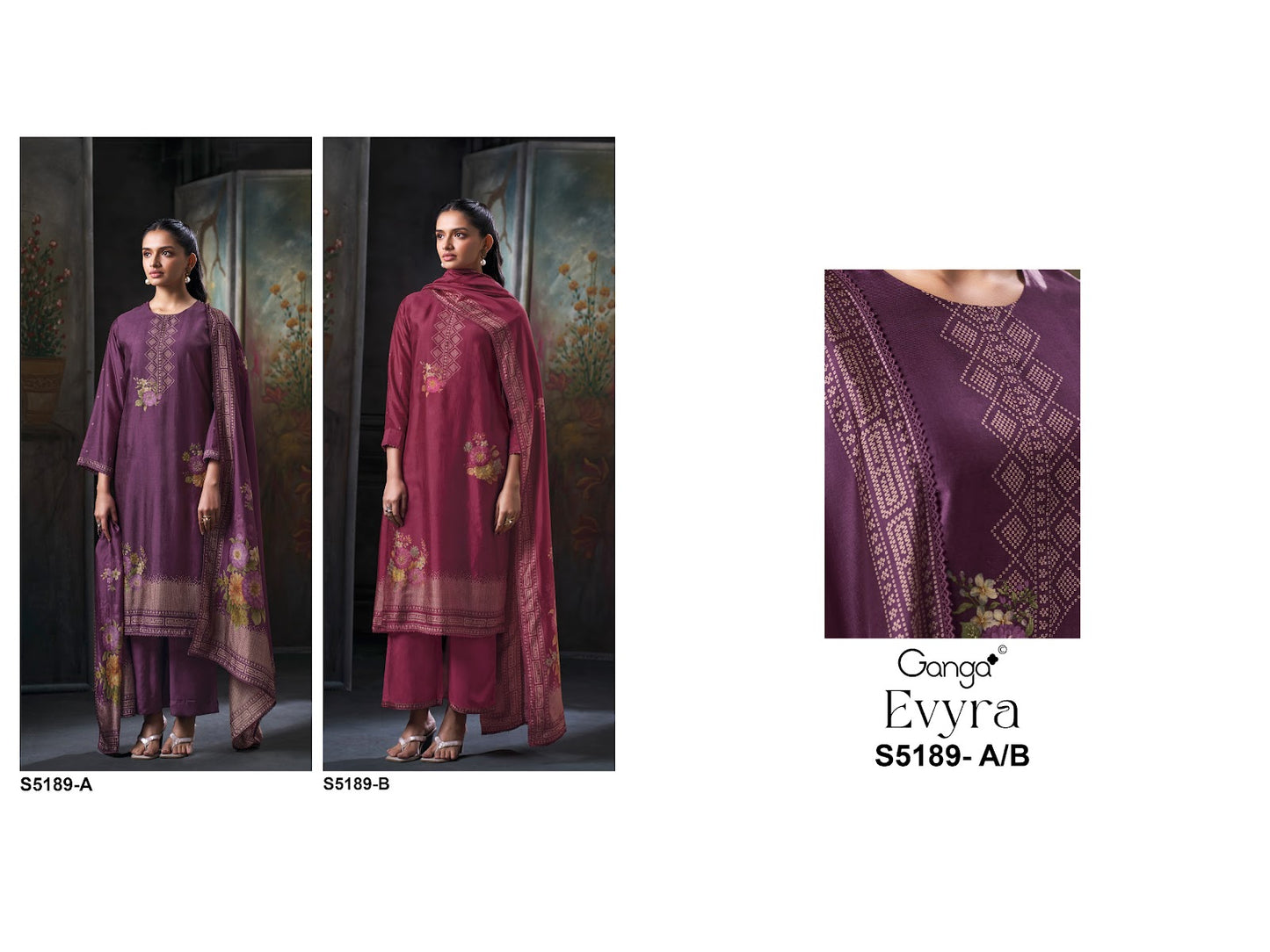 Evyra S5189 Ganga Russian Silk Pant Style Suits Manufacturer India